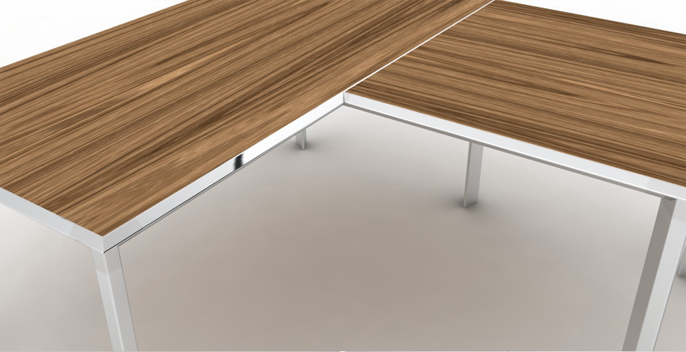 Aluminium table with wooden top