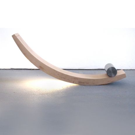 orion, sculptural lamp made by wood dust