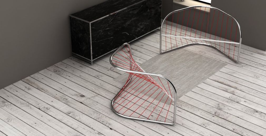 tubolar chair in steel and elastic fabric