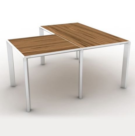 Aluminium table with wooden top