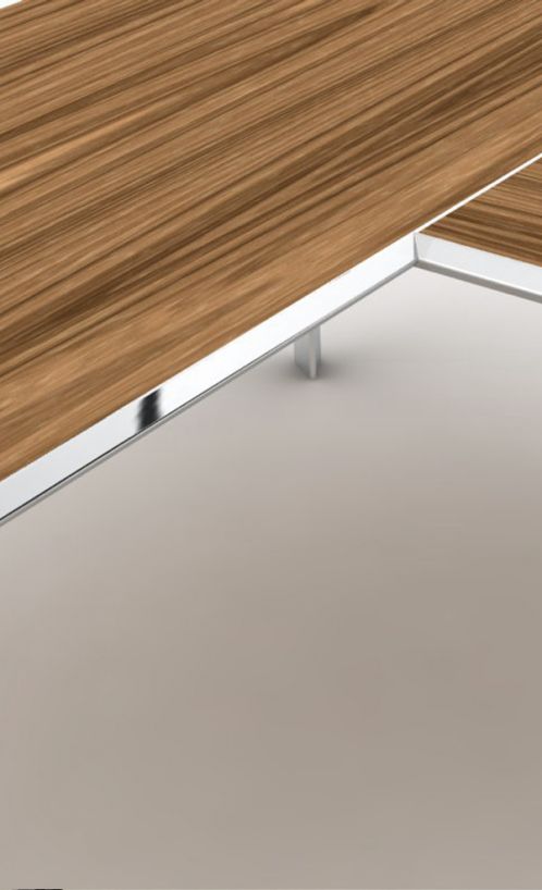 Aluminium table with wooden top