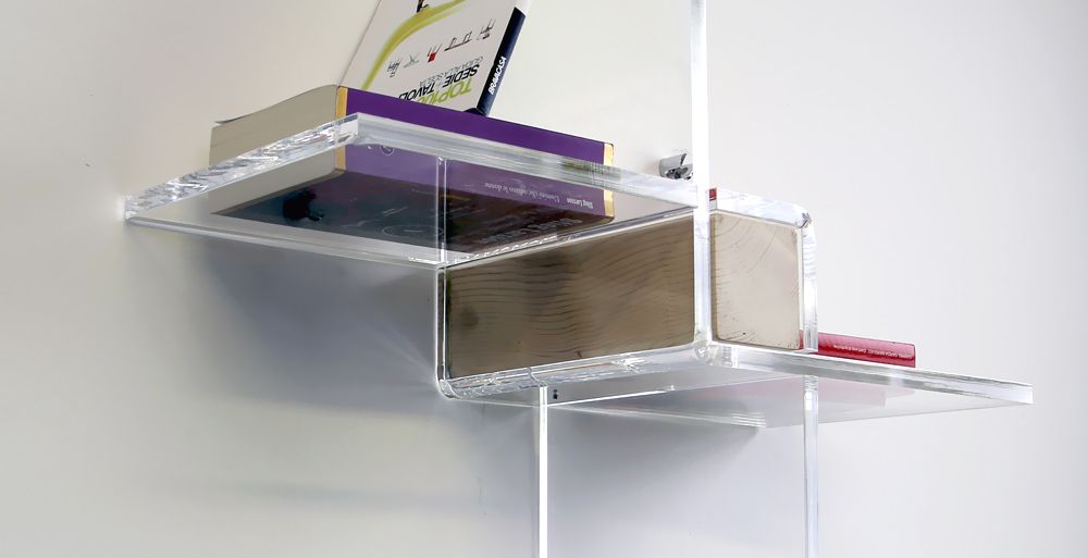 Kubica, plexiglass book shelf
