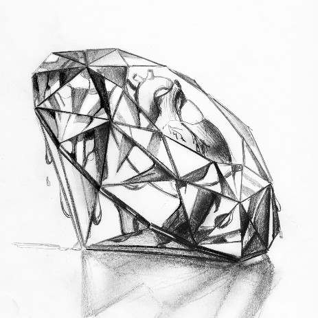 diamond sketch whit heart