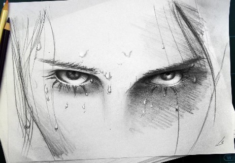 eye sketch portrait of a woman