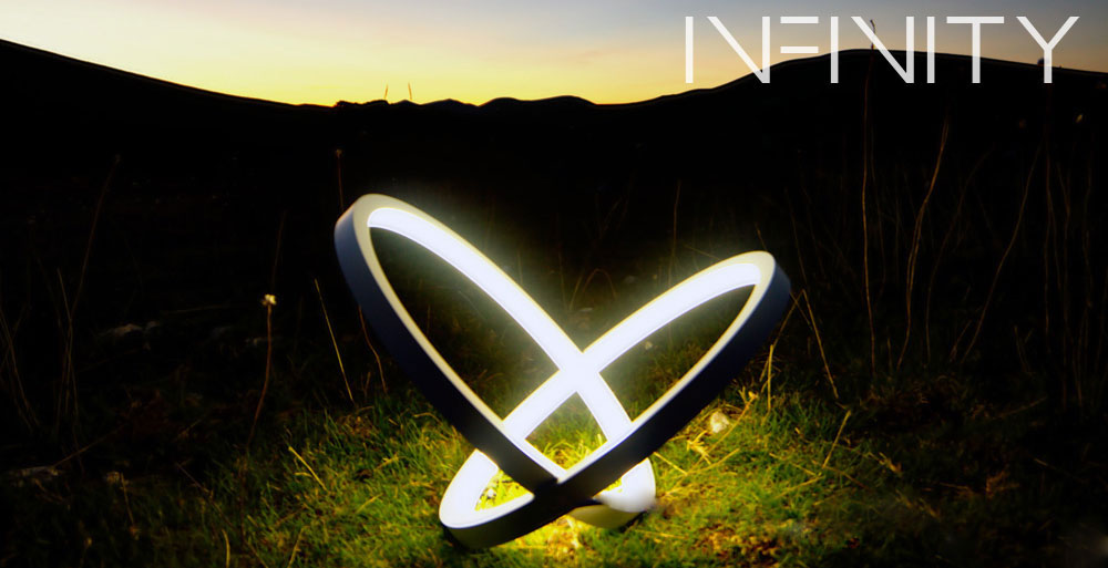 infinity, sculptural steel lamp