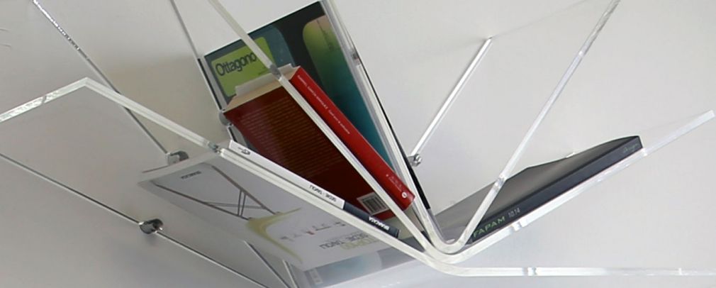 libro, plexiglass book shelf