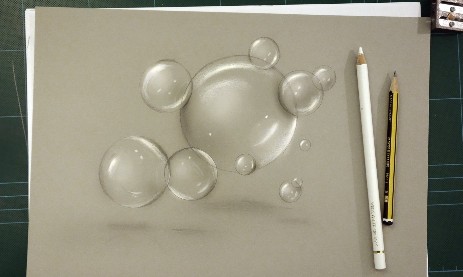 bubble sketch portrait on brown paper