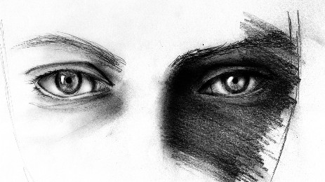 eyes sketch portrait on black paper