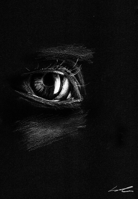 black paper sketch eye