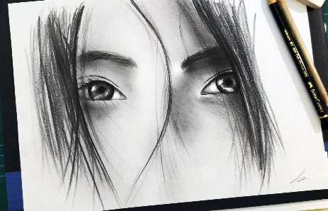 eye sketch portrait of japanese girl