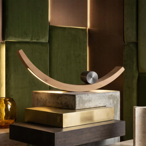 Orion sculptural lamp made from recycled wood dust, full view