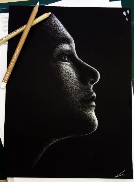 black paper sketch art of woman