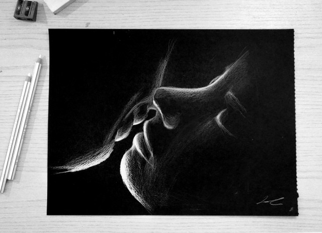 A kiss, white pencil black paper.jpg